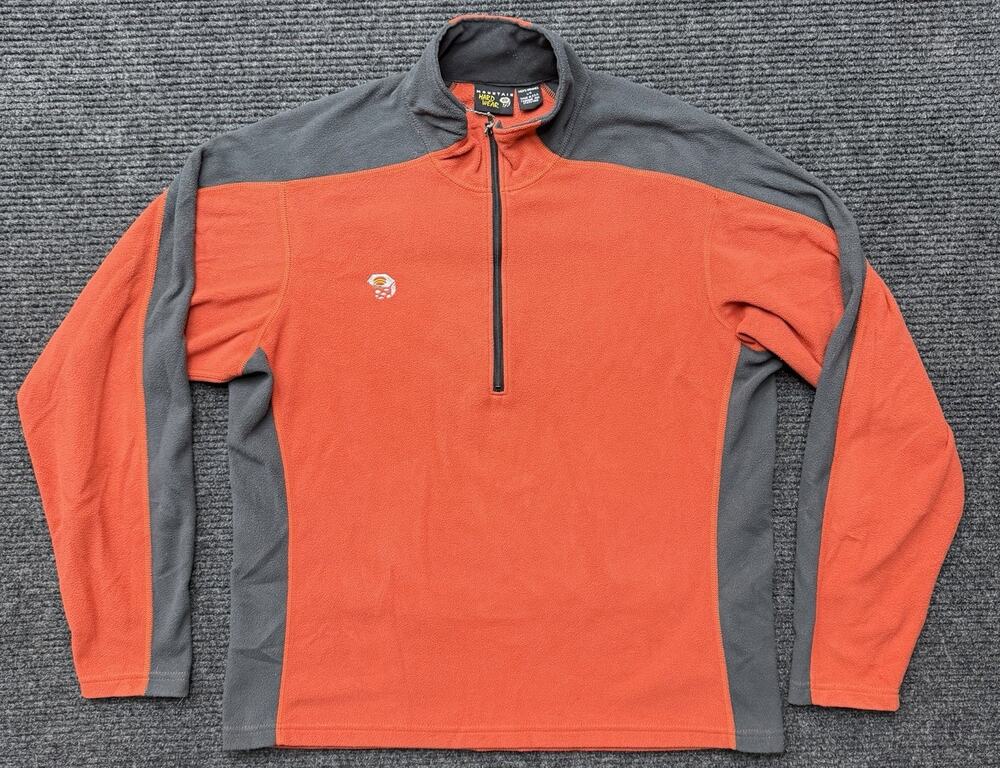 Mountain HardWear Fleece Pullover Long Sleeve Mens L Orange Lightweight